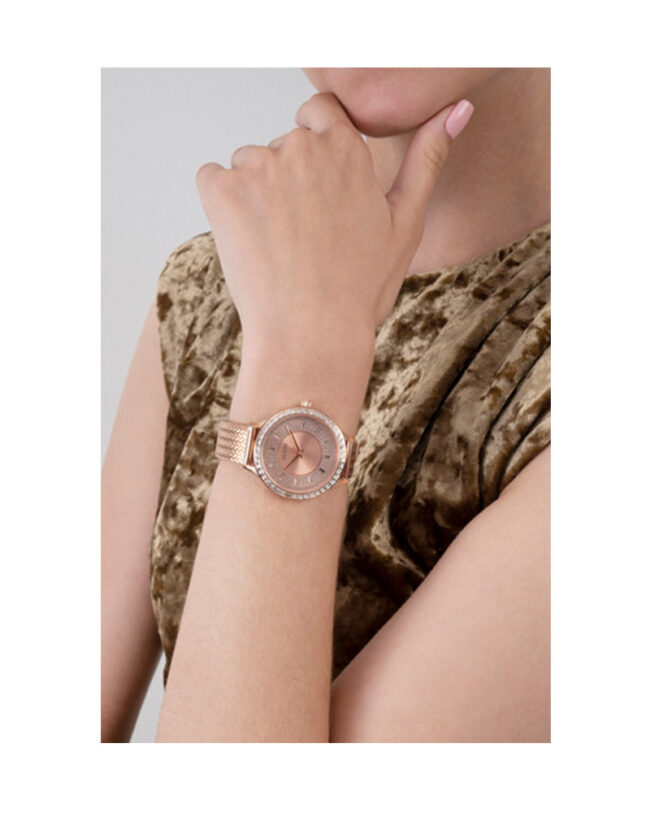 Guess Soiree Rose Gold Stainless Steel Rose Gold Dial Quartz Watch for Ladies – GW0402L3 - Image 3
