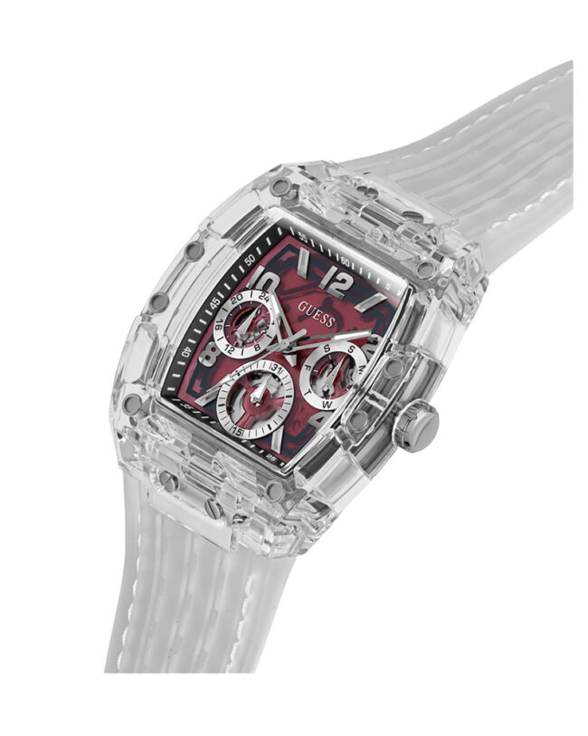 Guess Phoenix Translucent Silicone Strap Burgundy Dial Quartz Watch for Gents – GW0499G9 - Image 2