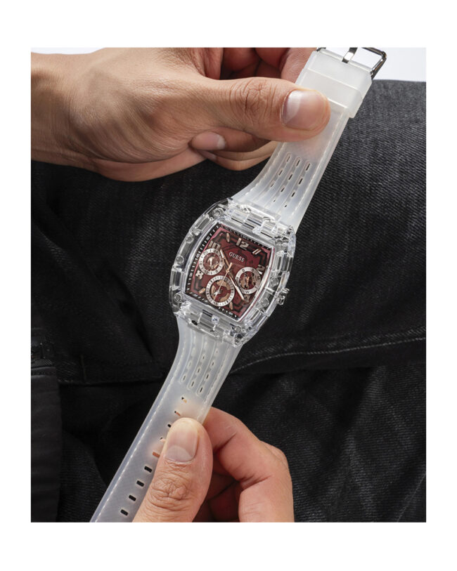 Guess Phoenix Translucent Silicone Strap Burgundy Dial Quartz Watch for Gents – GW0499G9 - Image 3