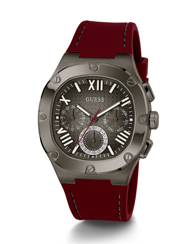 Guess Red Silicone Strap Grey Dial Chronograph Quartz Watch for Gents – GW0571G4 - Image 4