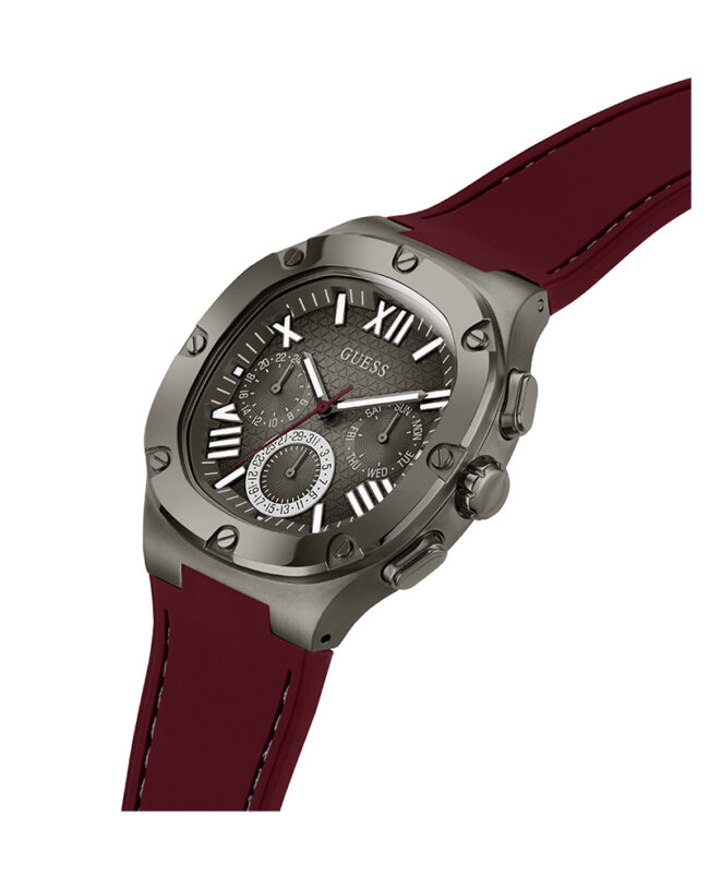 Guess Red Silicone Strap Grey Dial Chronograph Quartz Watch for Gents – GW0571G4 - Image 2