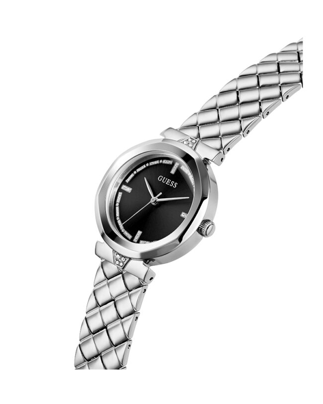 Guess Rumour Silver Stainless Steel Black Dial Quartz Watch for Ladies – GW0613L1 - Image 4