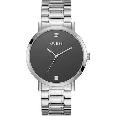 Guess Supernova Silver Stainless Steel Black Dial Quartz Watch for Gents – W1315G1