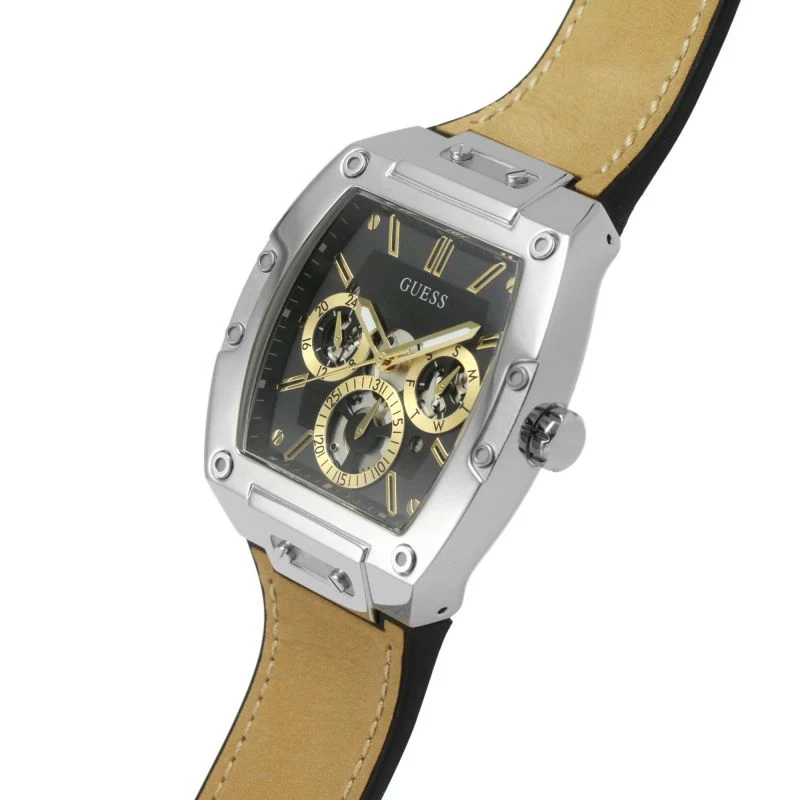 Guess Phoenix Beige Leather Strap Black Dial Quartz Watch for Gents – GW0202G3 - Image 4