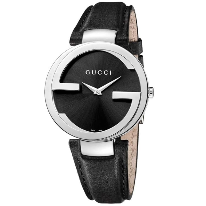 Gucci Interlocking-G Black Leather Strap Black Dial Quartz Watch for Ladies – GUCCI YA 133301 - Image 2