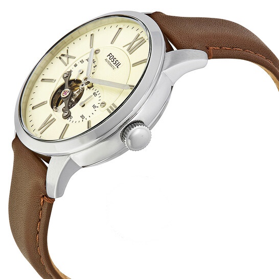 Fossil Townsman Brown Leather Strap Cream Dial Automatic Watch for Gents – ME3064 - Image 2