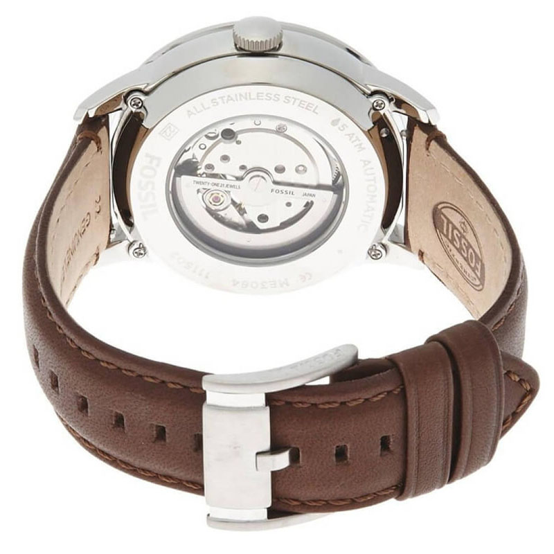 Fossil Townsman Brown Leather Strap Cream Dial Automatic Watch for Gents – ME3064 - Image 3