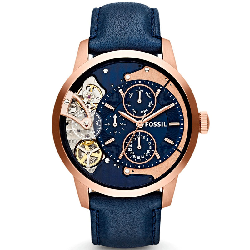 Fossil Townsman Blue Leather Strap Blue Dial Automatic Watch for Gents – ME1138 - Image 3