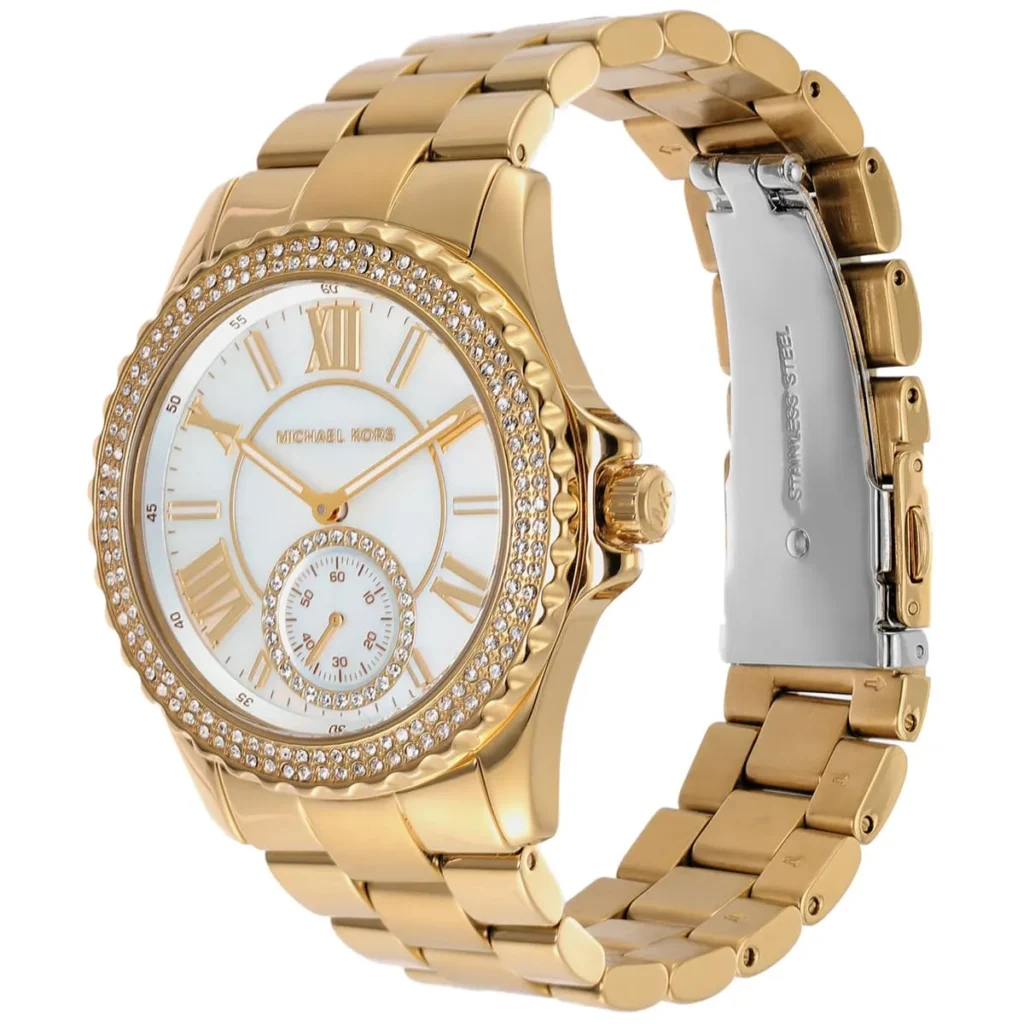 Michael Kors Everest Gold Stainless Steel Mother Of Pearl Dial Quartz Watch for Ladies – MK-7401 - Image 3