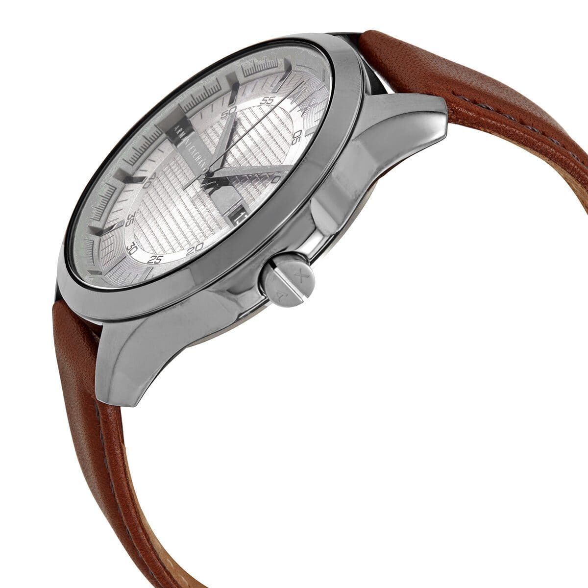 Armani Exchange Hampton Brown Leather Strap Grey Dial Quartz Watch for Gents – AX2414 - Image 4