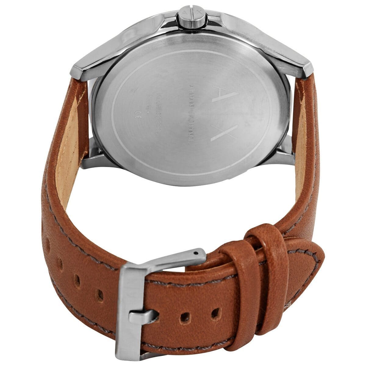 Armani Exchange Hampton Brown Leather Strap Grey Dial Quartz Watch for Gents – AX2414 - Image 3