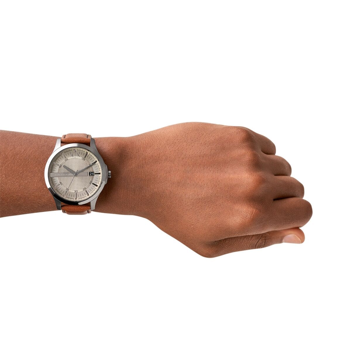 Armani Exchange Hampton Brown Leather Strap Grey Dial Quartz Watch for Gents – AX2414 - Image 7