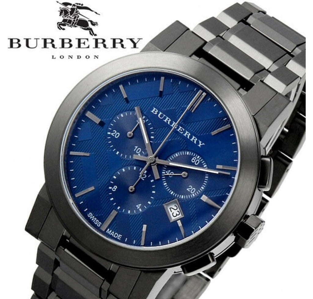 Burberry Dark Grey Stainless Steel Blue Dial Chronograph Quartz Watch for Gents – BU9365 - Image 2