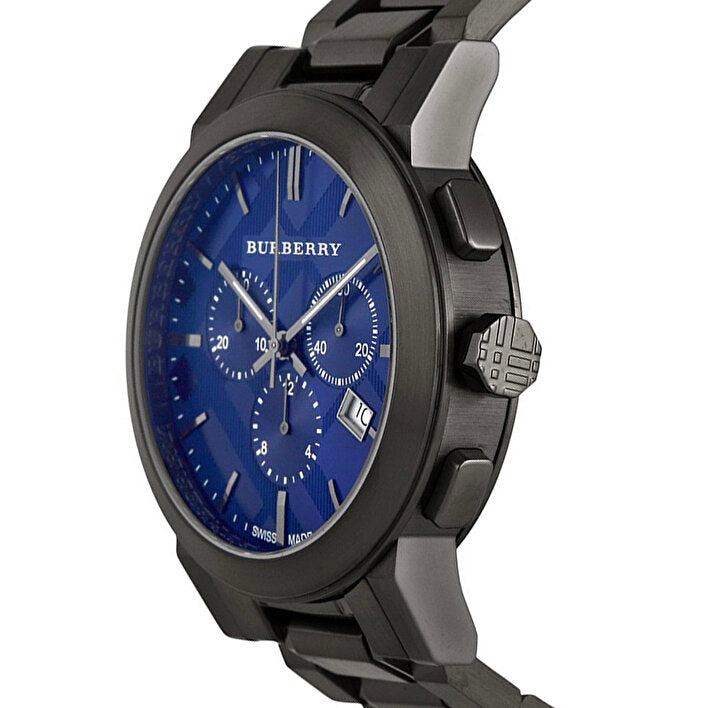 Burberry Dark Grey Stainless Steel Blue Dial Chronograph Quartz Watch for Gents – BU9365 - Image 5