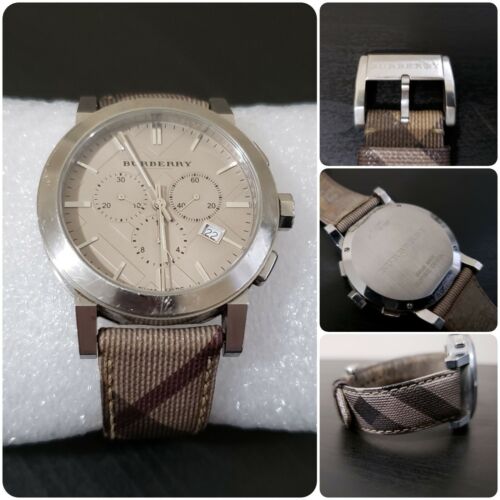 Burberry Multicolor Leather Strap Beige Dial Chronograph Quartz Watch for Gents – BU9361 - Image 4