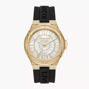 Michael Kors Lennox Black Silicone Strap Clear Dial Quartz Watch for Ladies – MK7247