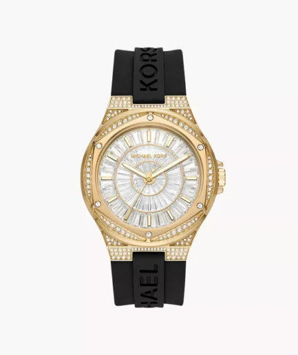Michael Kors Lennox Black Silicone Strap Clear Dial Quartz Watch for Ladies – MK7247