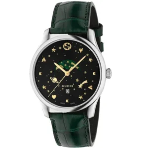 Gucci G-Timeless Green Leather Strap Black Dial Unisex Watch – YA126326