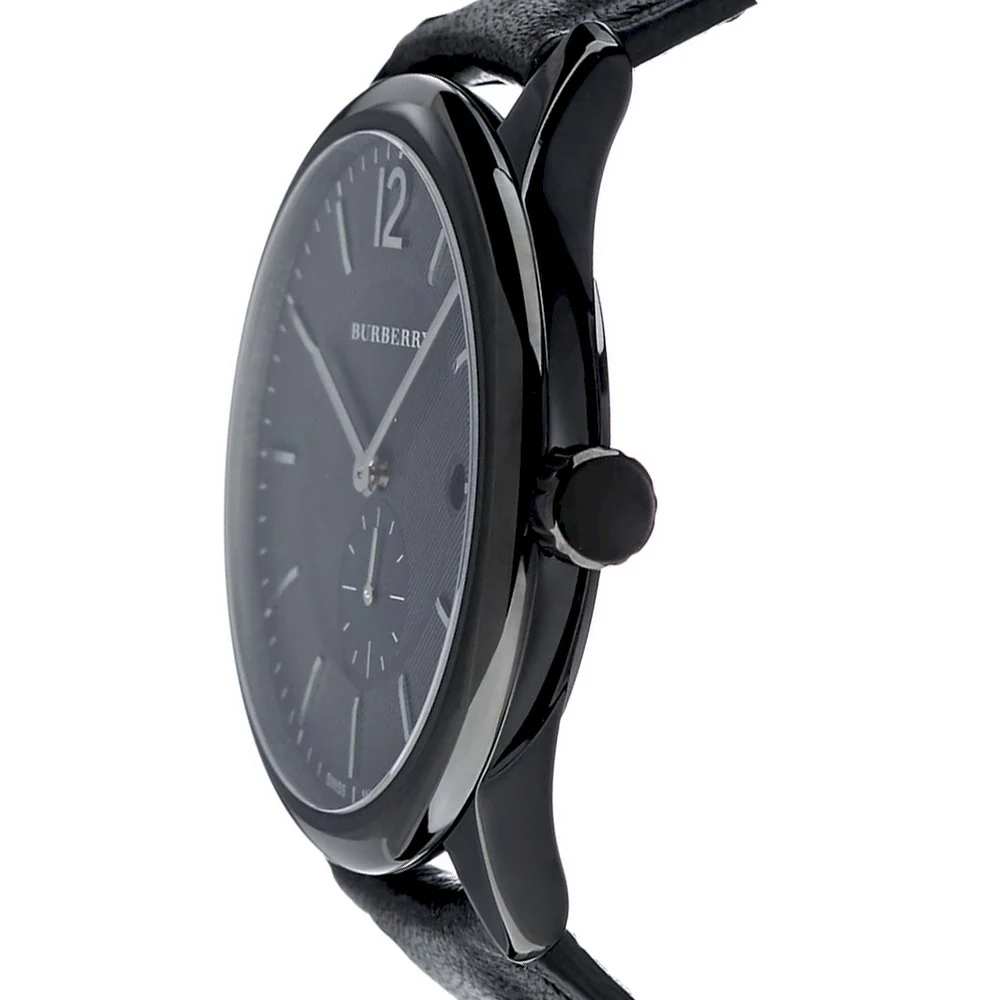 Burberry The Classic Black Leather Strap Black Dial Quartz Watch for Gents – BU10003 - Image 4