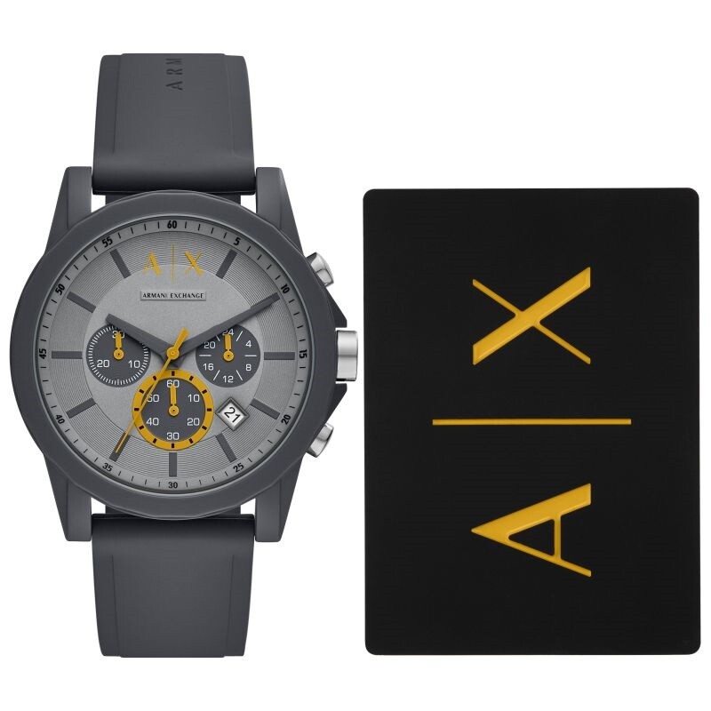 Armani Exchange Grey Silicone Strap Grey Dial Chronograph Quartz Watch for Gents – AX7123 - Image 6