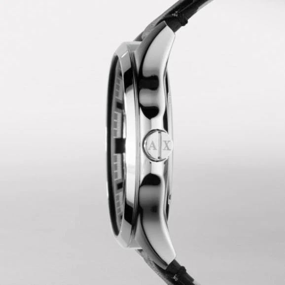 Armani Exchange Black Leather Strap Black Dial Quartz Watch for Gents – AX2101 - Image 4