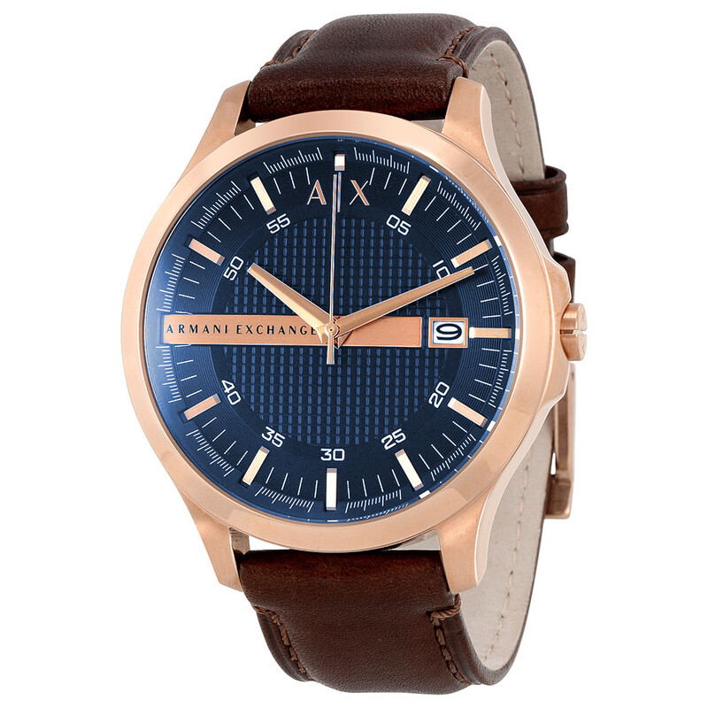 Armani Exchange Brown Leather Strap Blue Dial Quartz Watch for Gents – AX2172 - Image 4