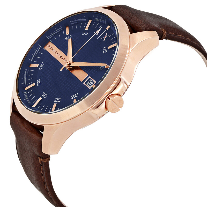 Armani Exchange Brown Leather Strap Blue Dial Quartz Watch for Gents – AX2172 - Image 3