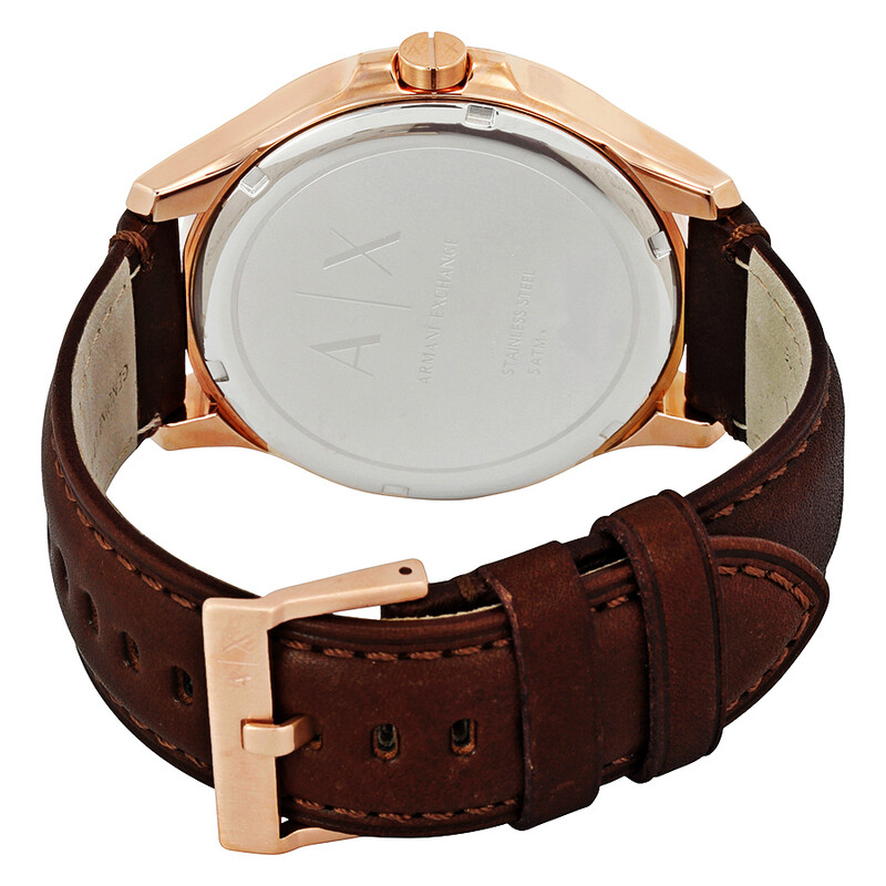 Armani Exchange Brown Leather Strap Blue Dial Quartz Watch for Gents – AX2172 - Image 2