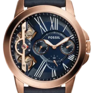 Fossil Grant Blue Leather Strap Blue Dial Automatic Watch for Gents – ME1162