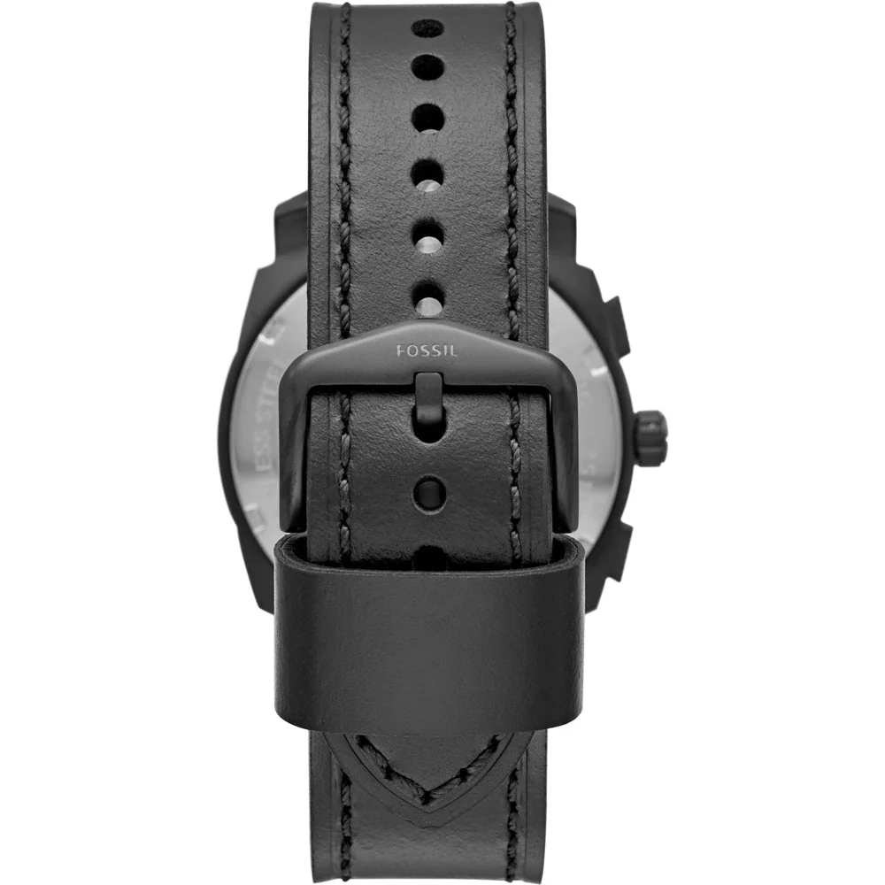 Fossil Machine Black Leather Strap Brown Dial Chronograph Quartz Watch for Gents – FS5586 - Image 3