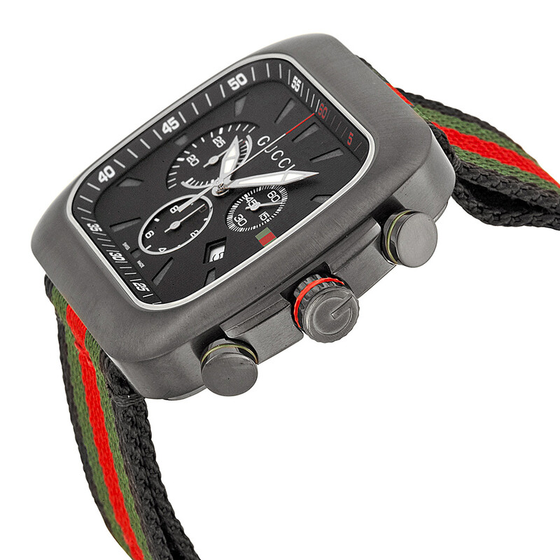 Gucci Coupe Black Red and Green Nato Black Dial Chronograph Quartz Watch for Gents – YA131202 - Image 2