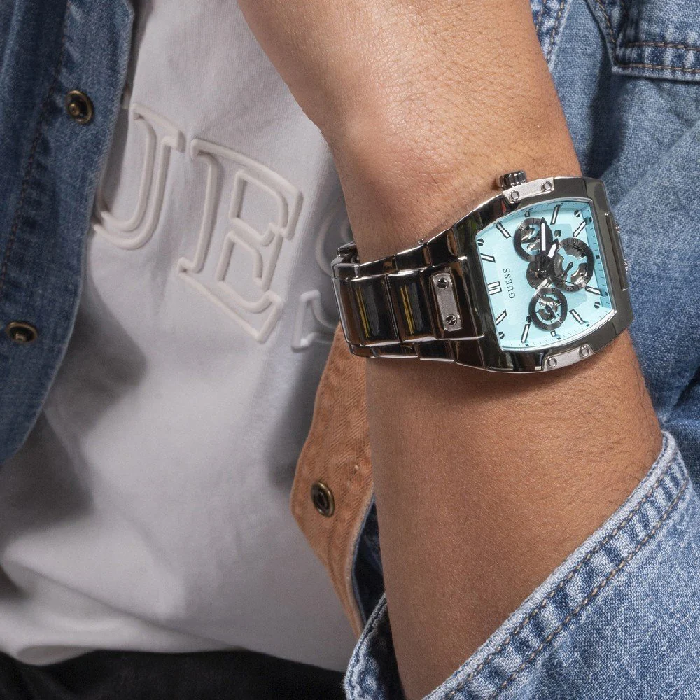 Guess Phoenix Silver Stainless Steel Blue Dial Quartz Watch for Gents – GW0456G4 - Image 2