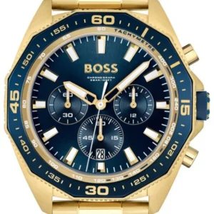 HUGO BOSS Energy Gold Stainless Steel Blue Dial Chronograph Quartz Watch for Gents – 1513973