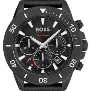 HUGO BOSS Admiral Black Plastic/Resin Strap Black Dial Chronograph Quartz Watch for Gents – 1513918