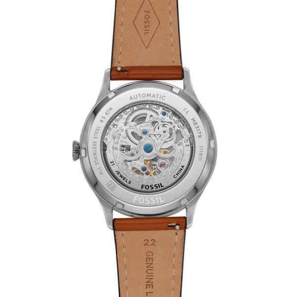 Fossil Forrester Brown Leather Strap Blue Dial Automatic Watch for Gents – ME3179 - Image 4