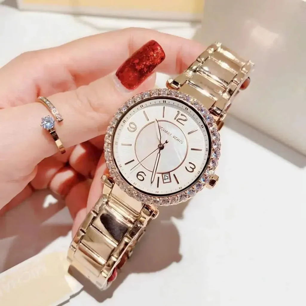 Michael Kors Parker Lux Rose Gold Stainless Steel Mother Of Pearl Dial Quartz Watch for Ladies – MK-4695 - Image 2