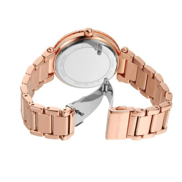 Michael Kors Parker Lux Rose Gold Stainless Steel Mother Of Pearl Dial Quartz Watch for Ladies – MK-4695 - Image 3