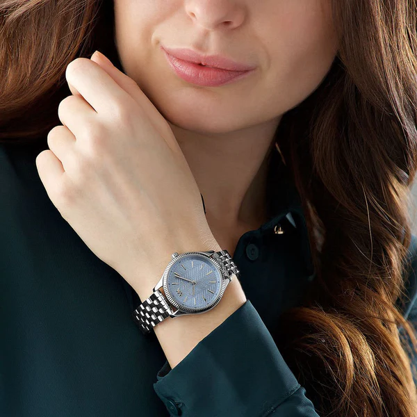 Michael Kors Lexington Silver Stainless Steel Blue Dial Quartz Watch for Ladies – MK-6639 - Image 2