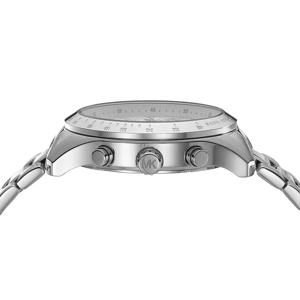 Michael Kors Silver Stainless Steel Silver Dial Chronograph Quartz Watch for Ladies – MK7413 - Image 4