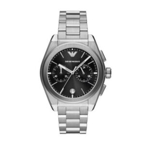 Emporio Armani Men’s Quartz Silver Stainless Steel Black Dial 43mm Watch AR11560