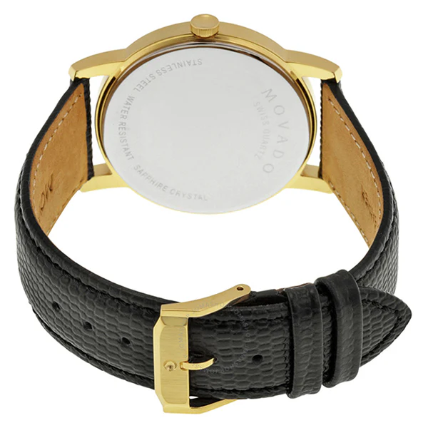 Movado Museum Classic Black Leather Black Dial Quartz Watch for Gents - 2100005 - Image 3