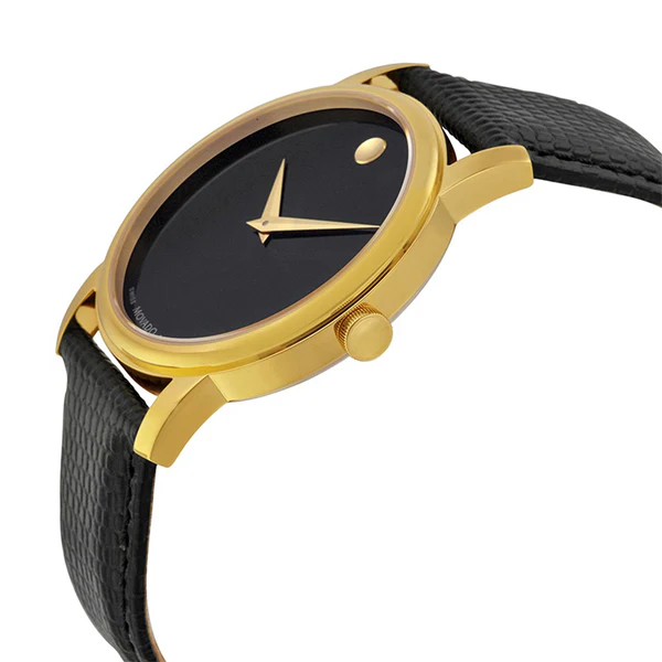 Movado Museum Classic Black Leather Black Dial Quartz Watch for Gents - 2100005 - Image 2