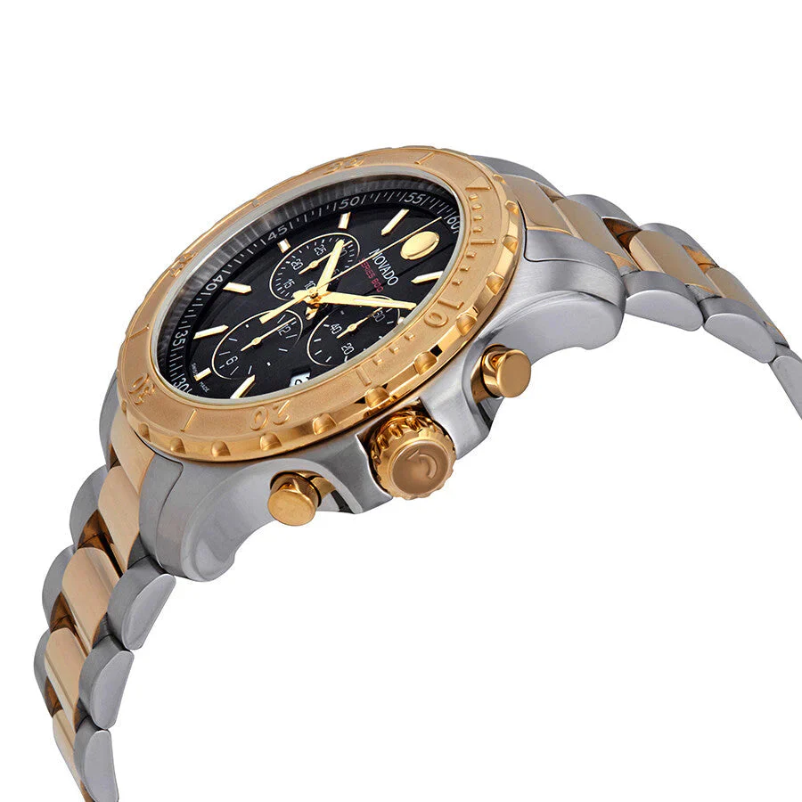 Movado 800 Series Two-Tone Stainless Steel Black Dial Chronograph Quartz Watch for Gents - 2600138 - Image 3