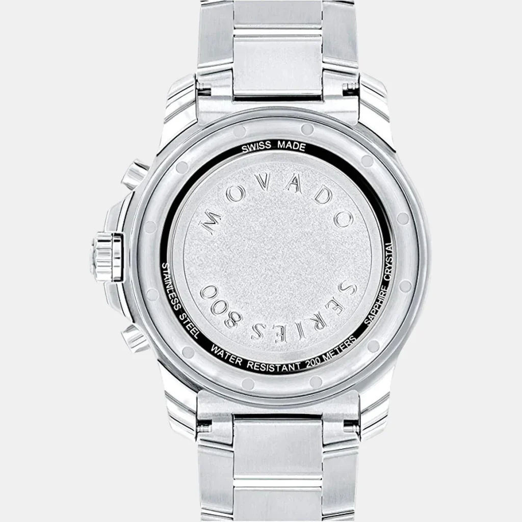 Movado 800 Series Silver Stainless Steel Black Dial Chronograph Quartz Watch for Gents - 2600142 - Image 7