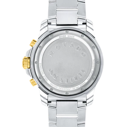 Movado 800 Series Two-Tone Stainless Steel Black Dial Chronograph Quartz Watch for Gents - 2600146 - Image 3