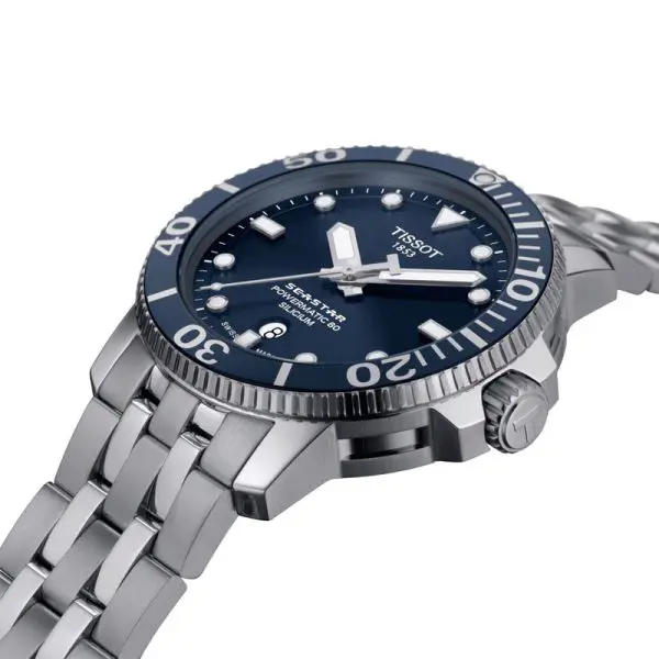 TISSOT Men’s Swiss Made Powermatic Silver Stainless Steel Blue Dial 43mm Watch T120.407.11.041.01 - Image 3