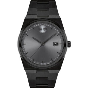 Movado Black Stainless Steel Grey Dial Quartz Watch for Gents - Movado 3601224