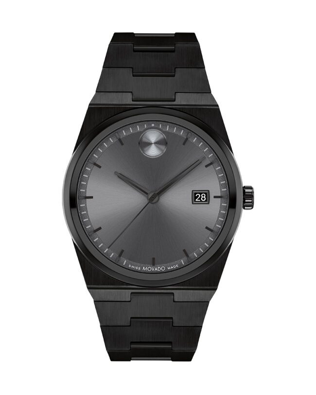 Movado Black Stainless Steel Grey Dial Quartz Watch for Gents - Movado 3601224