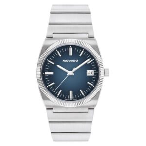 Movado Silver Stainless Steel Blue Dial Quartz Watch for Gents - Movado 3650215