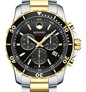 Movado 800 Series Two-Tone Stainless Steel Black Dial Chronograph Quartz Watch for Gents - 2600146